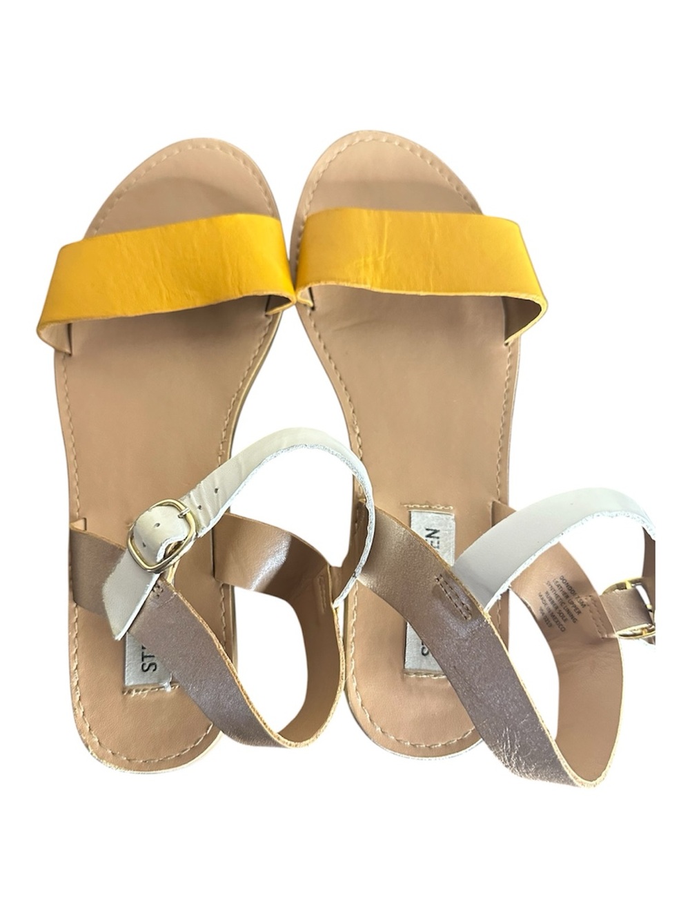 Steve Madden Yellow Front-Strap Sandals with Neutral Wrap Straps